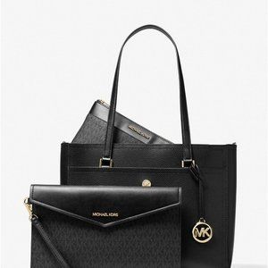 MICHAEL KORS Maisie Large Pebbled Leather 3-in-1 Tote Bag Black